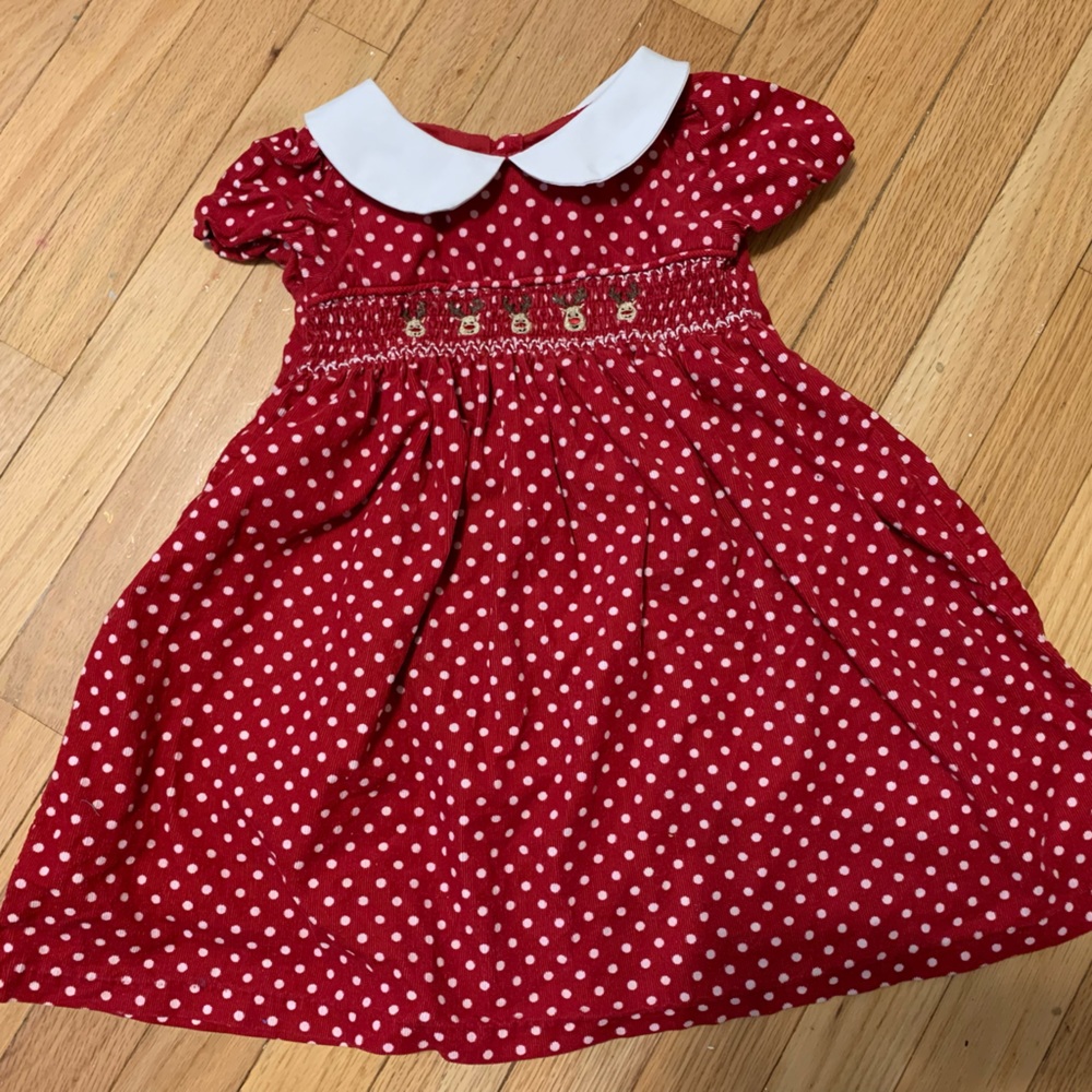 Adorable Red Polka Dot Kids Dress with White Collar